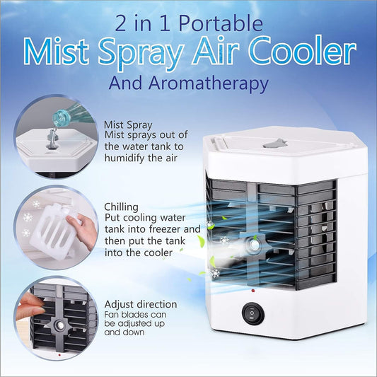 Mini Enfriador Portátil 2 en 1 con Neblina y Ventilador – USB