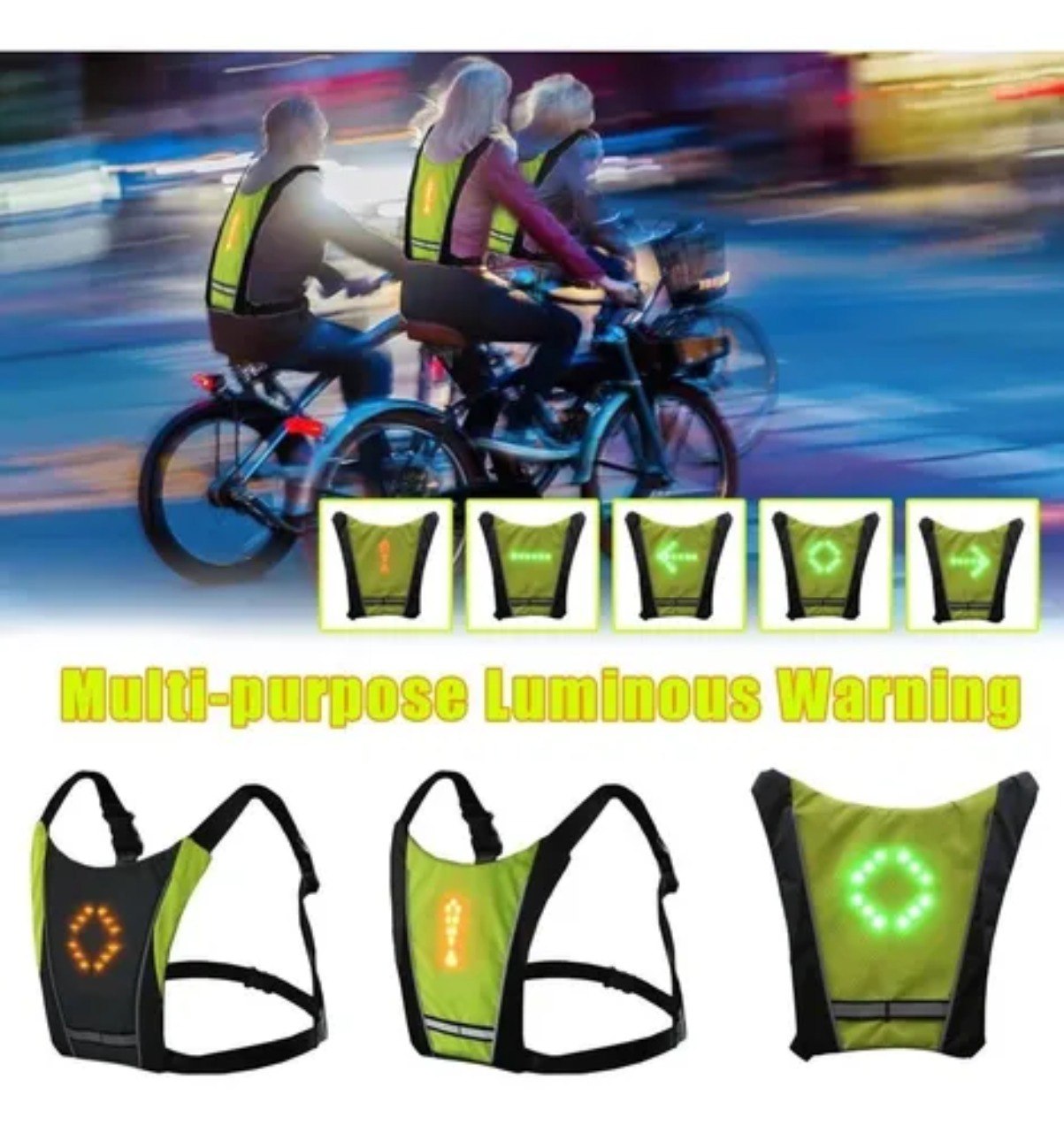 Chaleco con Luz LED Direccional Stop – Ideal para Moto, Bicicleta y Patineta