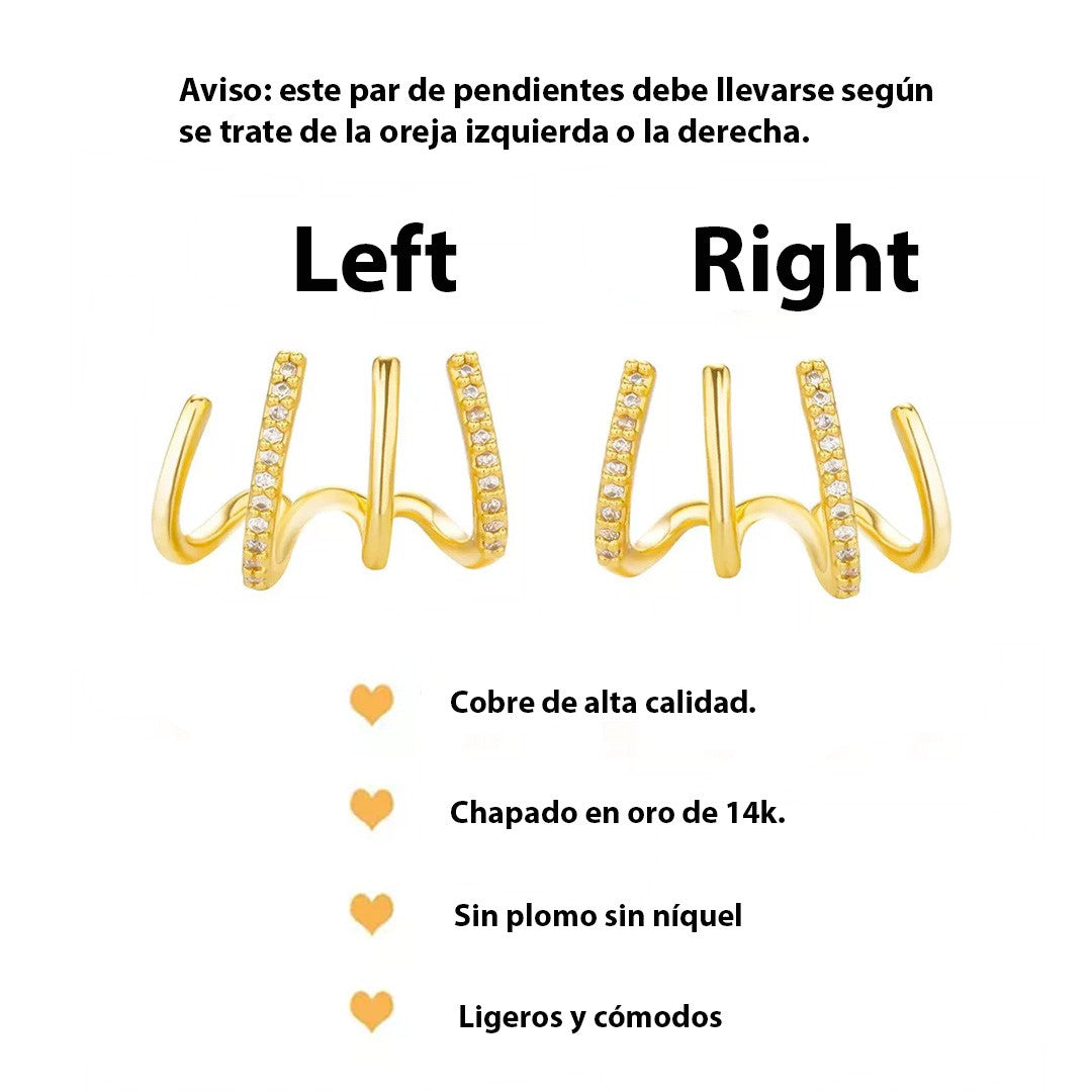Aretes Espiral Chapados en Oro 14k – Diseño Elegante y Ligero
