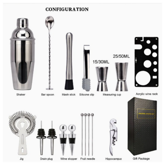 Coctelera Profesional Inoxidable x 12 Piezas