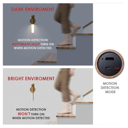 Lámpara Sensor de Movimiento en Madera Natural – Luz Decorativa e Inteligente