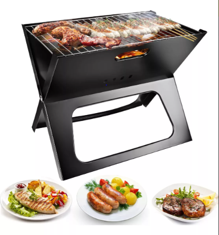 Asador Portátil de Carbón en Acero Inoxidable