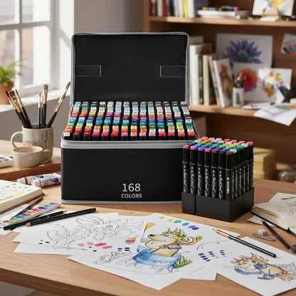 Set Marcadores Plumones doble Punta x 168